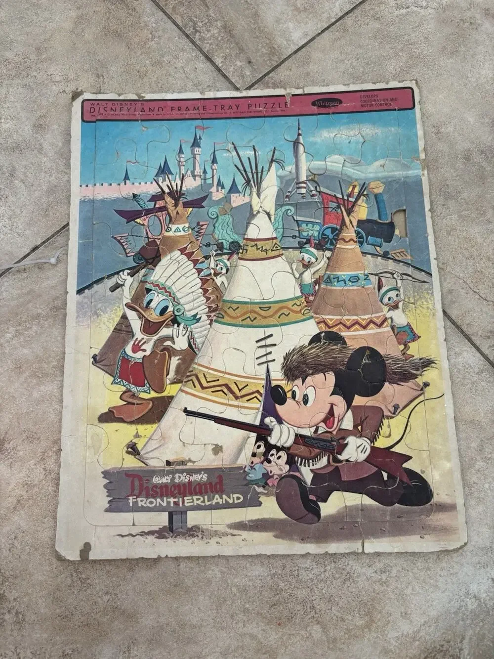 1957 Whitman Walt Disney Disneyland Frontierland Frame Tray Puzzle No 405